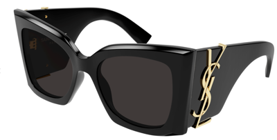 Pre-owned Saint Laurent Sl M119 Blaze-001 Black Cat Eye Women's Sunglasses