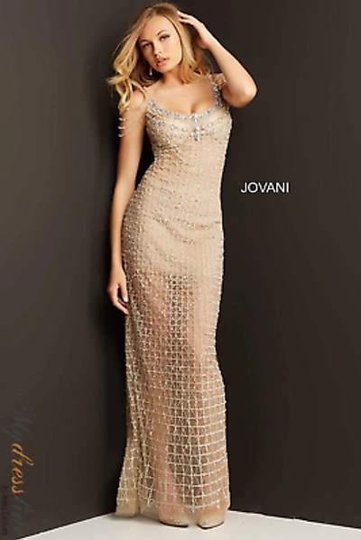 Pre-owned Jovani 05997 Evening Dress Lowest Price Guarantee Authentic In Nude/silver