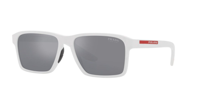 Pre-owned Prada Linea Rossa Sps 05ys Rubber White/silver Mirrored (twk-40a) Sunglasses