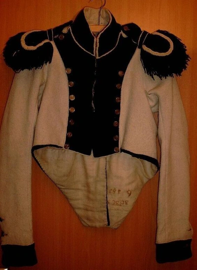 Pre-owned 100% Men's Off White Napoleon Uniform Jacket With Black Faceing