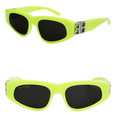 Pre-owned Balenciaga Dynasty 0095 Neon Yellow Fluo 007 Fashion Bb Logo Sunglasses Bb0095s In Gray