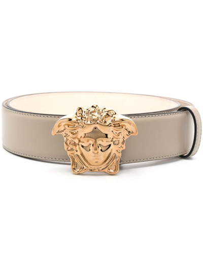 Versace Medusa Head Buckle Belt In Neutrals