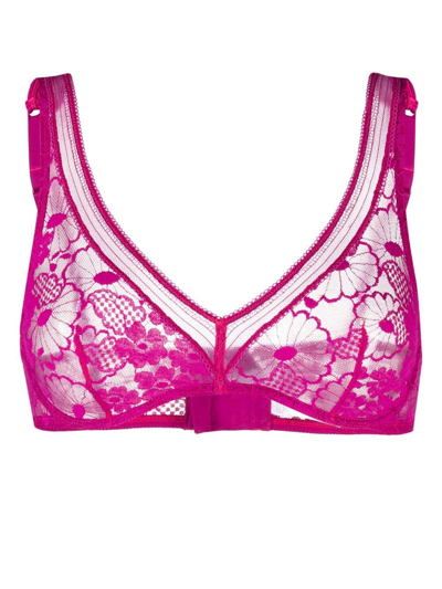 Eres Millefleurs Triangle Lace Bra In Purple