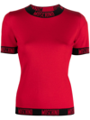 MOSCHINO LOGO-TRIM KNITTED TOP