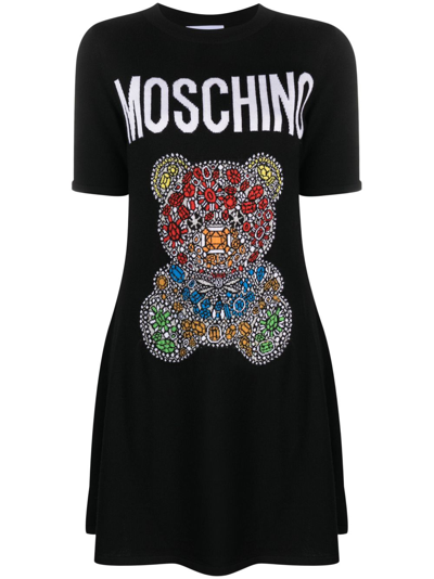Moschino Logo-print T-shirt Dress In Black