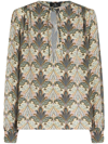 Etro Paisley-print Front-tie Blouse In Neutrals