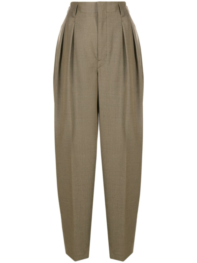 Lemaire Wide-leg Wool-blend Trousers In Neutrals