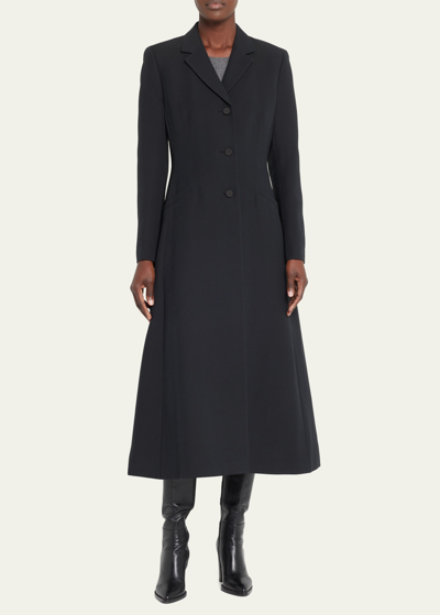 Lafayette 148 Woolsilk Crepe Threebutton Academy Coat In Black