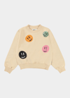 Molo Girl's Marge Happy Face Embellished Sweatshirt In Starlight