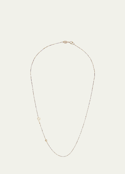 Zoe Lev Jewelry 14k White Gold Personalized 0.03ct Asymmetric Initial & Diamond Bezel Necklace