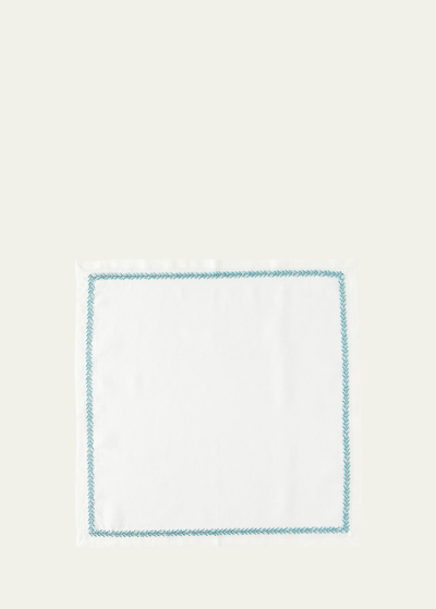 Kim Seybert Jardin Napkin, White And Turquoise In White &amp; Turquoise