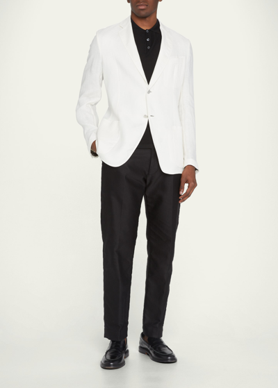 Brioni Unlined Linen-blend Gabardine Suit Jacket In White