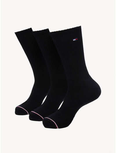 Tommy Hilfiger Athletic Crew Socks 3 In Black