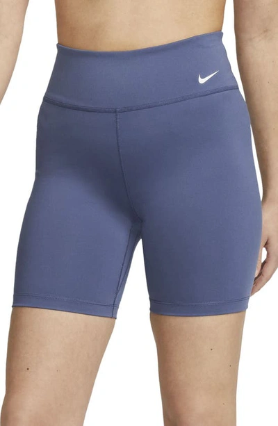 Nike Women's One Mid-rise 7" Biker Shorts In Diffused Blue/white