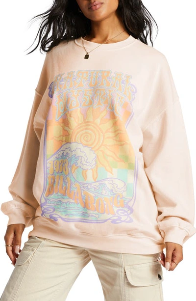 Billabong Ride In Cotton Blend Graphic Sweatshirt In Antique White 1