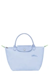 Longchamp Small Le Pliage Green Recycled Canvas Top Handle Bag In Sky Blue