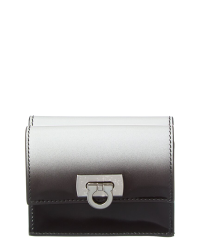 Ferragamo Gancini Clasp Leather Card Case Wallet In White
