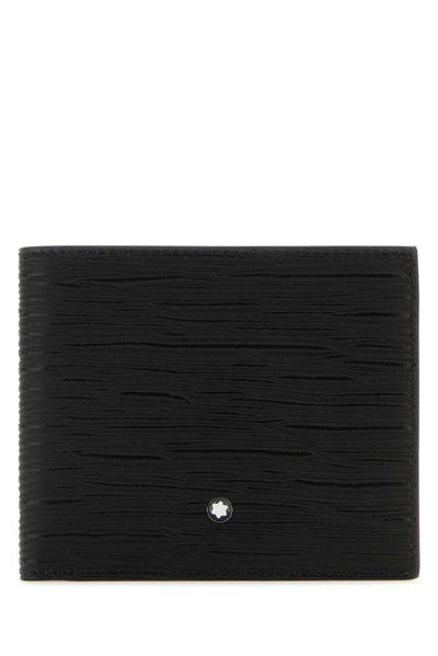 Montblanc Textured Grained Leather Bifold Wallet In Black