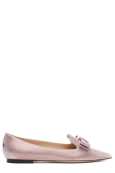 Jimmy Choo Gala Pointed-toe Leather Ballet Flats In Color Carne Y Neutral