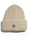 Moncler Wool-cashmere Beanie Hat In Beige