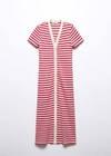 MANGO STRIPED JERSEY DRESS FUCHSIA