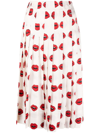 Khaite Tudi Printed Pleated Midi Skirt In White