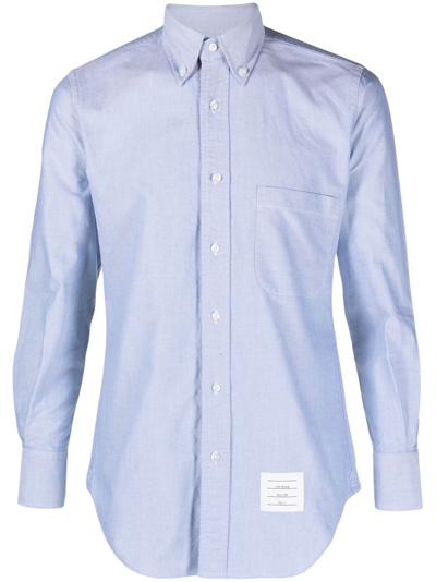 Thom Browne Button-up Cotton Shirt In Blue