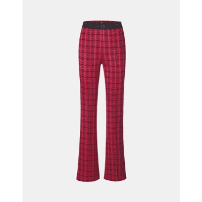 Riani Pink Heartbeat Check Pattern Bootcut Trousers