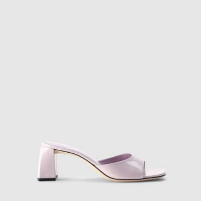 By Far Romy Patent Mule Sandals In Purple