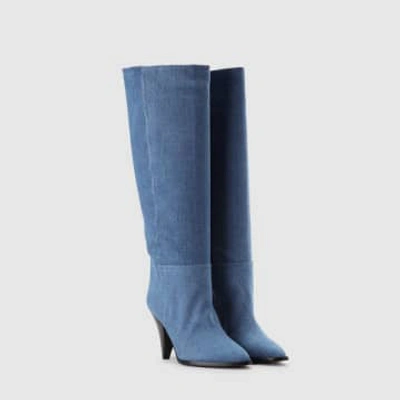Isabel Marant Ririo Denim Knee Boots In Blue