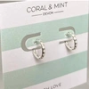 CORAL & MINT SILVER PLATED HUGGIE EARRINGS WITH ENAMEL