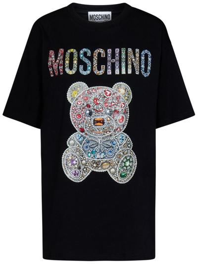 Moschino Teddy Bear Printed Crewneck T In Black