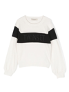 TWINSET LOGO-PRINT STRIPE-TRIM JUMPER