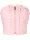 Misbhv Jacquard Canvas Monogram Corset Top In Pink