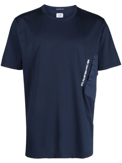 C.p. Company Slogan-print Cotton T-shirt In Blue