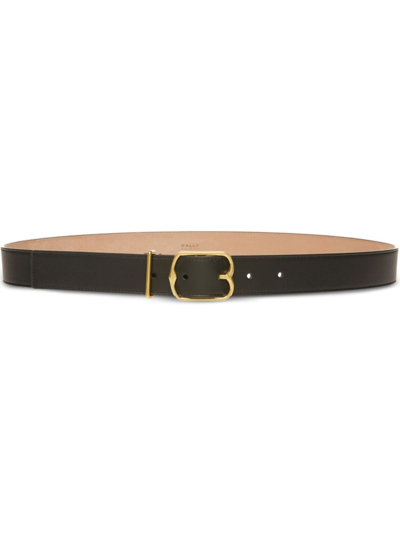 Bally Emblem Belt In Black Leather