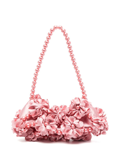 Vanina Magnolia Floral-appliqué Shoulder Bag In Pink