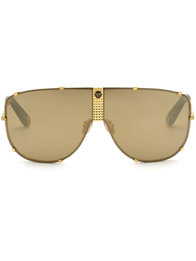 Philipp Plein Aviator Plein Oversize-frame Sunglasses In Gold