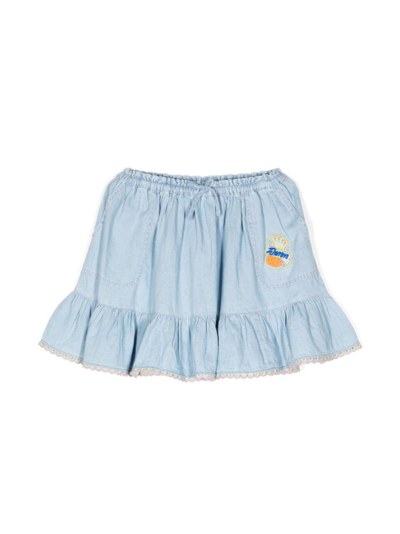 Zimmermann Kids' Halcyon Denim Miniskirt In Blue