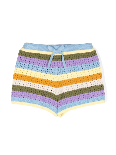 Zimmermann Kids' Halcyon 条纹针织短裤 In Multicoloured