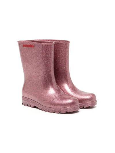 Mini Melissa Kids' Raised Logo-detail Wellies In Pink