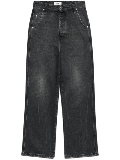Ami Alexandre Mattiussi Mid-rise Straight Jeans In Black