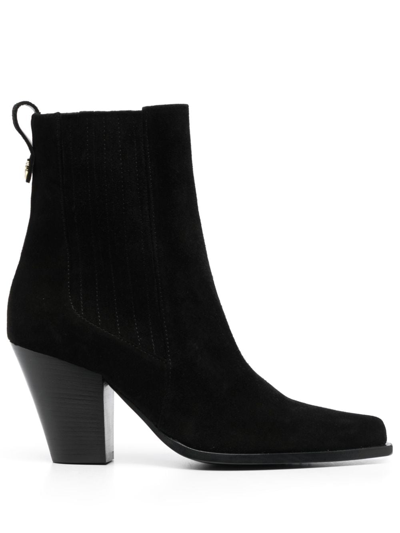 Pollini Texas Flair 80mm Suede Boots In Black