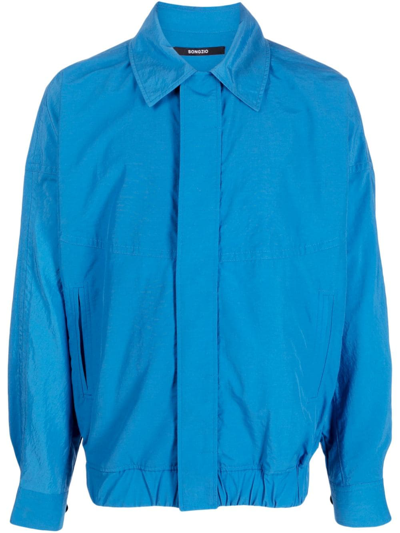 Songzio Dolman Cocoon Spread-collar Shirt In Blue