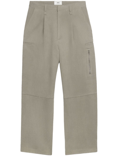 Ami Alexandre Mattiussi Wide-leg Virgin-wool Trousers In Grey