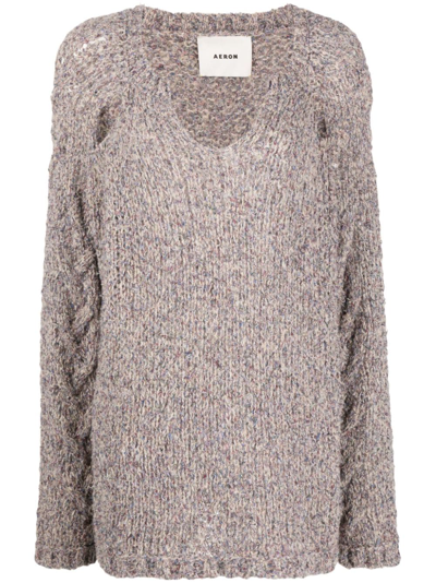 Aeron Colwell Mélange Knitted Jumper In Neutrals