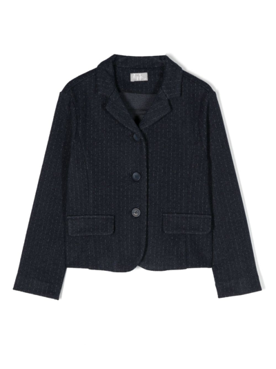 Il Gufo Kids' Stripe-pattern Single-breasted Blazer In Blue