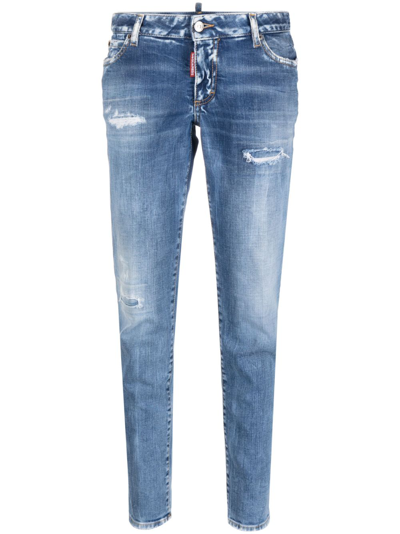 Dsquared2 Distressed-effect Cropped Jeans In Blue