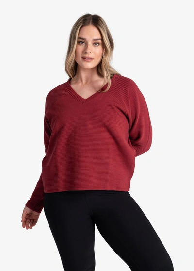 Lole Ottoman V-neck Pullover In Merlot