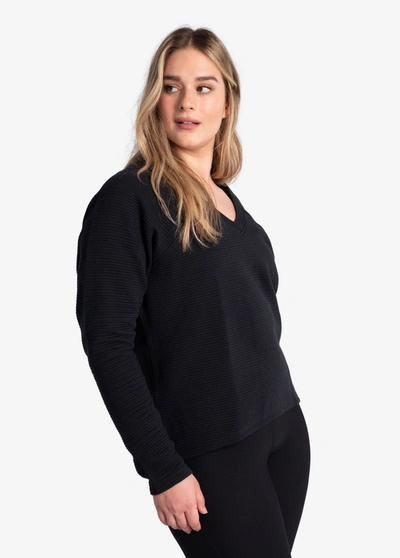 Lole Ottoman V-neck Pullover In Black